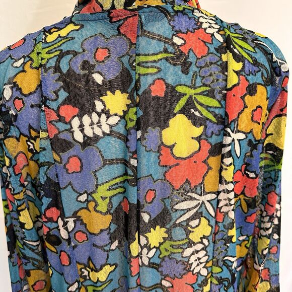 Ali Miles Floral Mesh Wearable Art Cardigan Jacket SMALL Colorful Abstract Retro - Picture 5 of 7